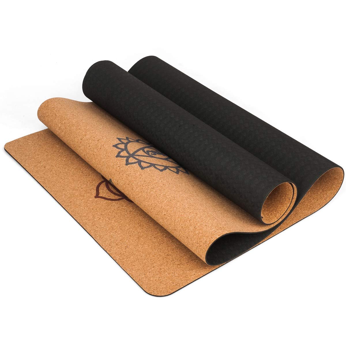 Natural Color Heat Transfer Printing Design Fitness Cork Hot Yoga Mat